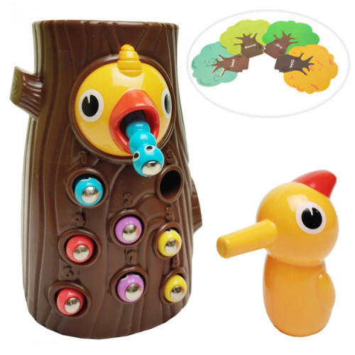 Игра магнитная Limo Toy Накорми Дятлика, карточки времен года, 8 червячков HW0015