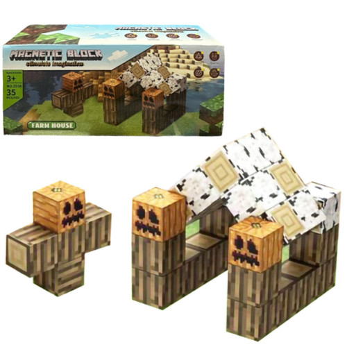 Магнитный Конструктор Майнкрафт Creativ world, 35 блоков PU03