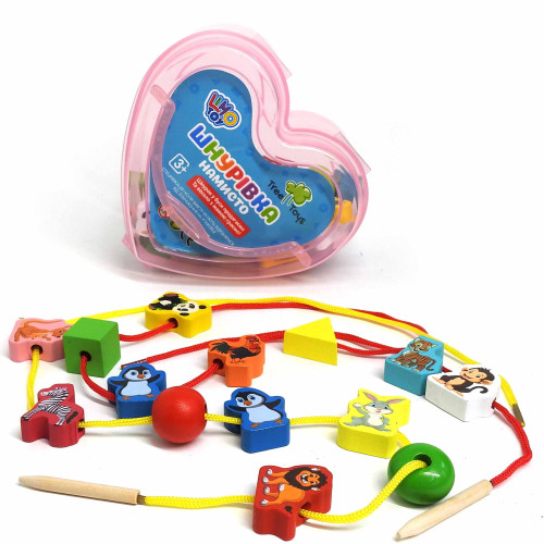 Шнуровка "Сердце розовое" Limo Toy, деревянная игра, игра шнурок с бусинами, развивающая игра (0344) Шнуровка "Сердце розовое" Limo Toy, деревянная игра, игра шнурок с бусинами, развивающая игра (0344)