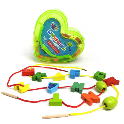 Шнуровка "Сердце зеленое" Limo Toy, деревянная игра, игра шнурок с бусинами, развивающая игра (0344) Шнуровка "Сердце зеленое" Limo Toy, деревянная игра, игра шнурок с бусинами, развивающая игра (0344)