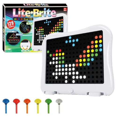 Оптична мозаїка з підсвічуванням Lite-Brite, 129 деталей, картинки шаблони, мозаїка, що світиться GF10-11 Оптична мозаїка з підсвічуванням Lite-Brite, 129 деталей, картинки шаблони, мозаїка, що світиться GF10-11
