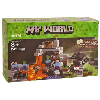Конструктор блочный "My world" Майнкрафт Пещера, 249 детали, аксессуары, DE10174