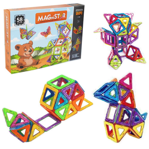 Магнитный конструктор Limo Toy Magnistar Азбука, 58 деталей, 36 картинок, укр. FD102