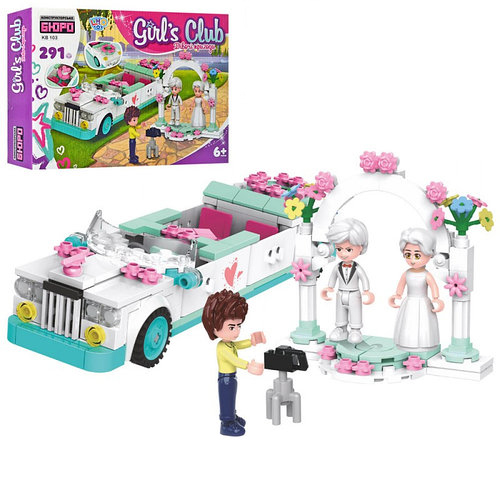 Конструктор Limo Toy, Свадьба, лимузин с аркой и фигурками, 291 мелкие детали LT103