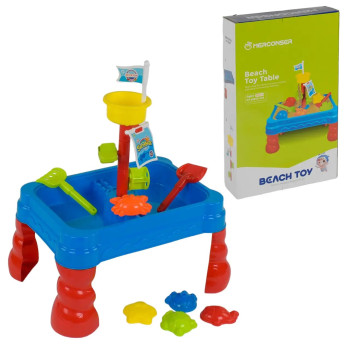 Игровой столик - песочница 24 элемента, набор для игры с песком, формочки, лопатка, грабли JK107