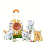Мягкий игрушечный Котик, любимец, 3 вида, ходит, звуки, на батарейках, двигает хвостиком, аксессуары, наклейки, поводок, в чемодане CP1087