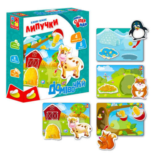 Настільна гра Vladi Toys "Домівочки", гра з липучками, картон, укр. JH1302-24