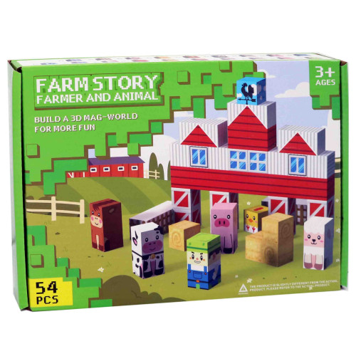 Магнітний конструктор Farm story Ферма, 54 будівельні блоки, 3 Д конструктор JT136-51