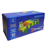 Дерев'яна іграшка Wooden Toys Ксилофон -Каталка Гусениця, 2 молоточки MD1659