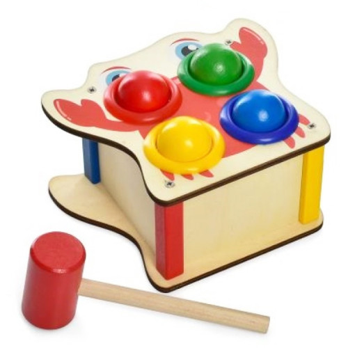 Стучалка  Woody Краб деревянный, игрушка с шариками и молоточком S1682