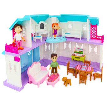 Игрушечный Кукольный Домик, подсветка, звук домофона, игровые фигурки персонажей, собачка, мебель TD16900
