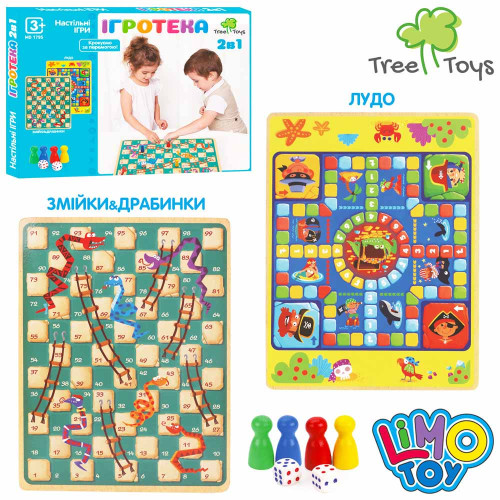 Настільна гра Tree Toys 2в1 Ігротека Лудо Змійки та Драбинки GP1795 Настільна гра Tree Toys 2в1 Ігротека Лудо Змійки та Драбинки GP1795