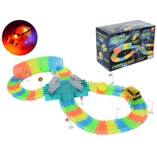 Гибкий светящийся трек Glow Track с машинкой, 96 деталей NJ1801 Гибкий светящийся трек Glow Track с машинкой, 96 деталей NJ1801