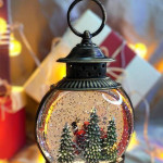 Декоративный музыкальный  LED Светильник - Лампа плоская со снегом, новогодний светильник BT0126
