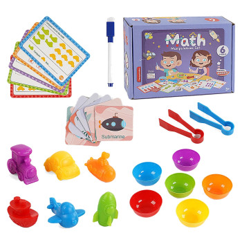 Логическая игра "Math", 24 карточки с заданиями, резиновые фигурки, маркер "пиши-вытирай", сортер с щипчиками в коробке GH2188-43