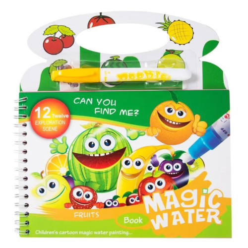 Многоразовая раскраска Magic Water Book книжка с водным маркером Овощи и фрукты KR3-04-05