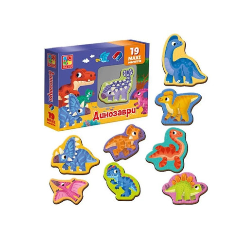 Гра на магнітах "Динозаври" тм Vladi Toys, дитяча гра на магнітах, розвивальна гра, 19 магнітів CF3106-23