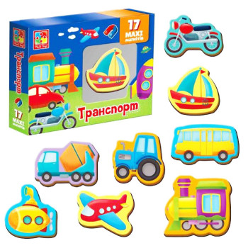 Набор магнитов "Транспорт" Vladi Toys, развивающая игра на магнитах, магнитная игра для детей (PK3106-26)