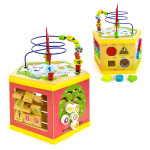 Развивающая игрушка Куб деревянный с часами и лабиринтом 31352