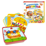 Мозаика "WToys" Еда, пуговицы, цветная фантазия, 12 картинок, 38 фишек, бокс для хранения MR32577