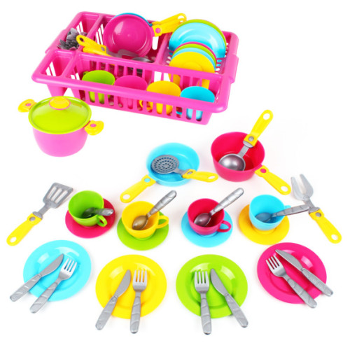 Игрушечный набор посуды Technok Toys, сушка, кастрюля, чашки и блюдца, столовые приборы, в сетке ZS3282 Игрушечный набор посуды Technok Toys, сушка, кастрюля, чашки и блюдца, столовые приборы, в сетке ZS3282