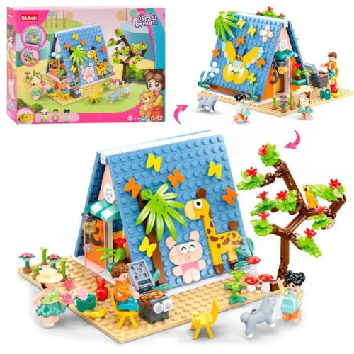 Конструктор Sluban Girl's Dream Домик, животные, фигурки человечков, 341 деталь JD38-1088