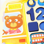 Дошка логічна, "WToys", "Автобус", дерев'яна, сортер, геометрика, магнітна риболовля, цифри, арифметичні знаки, геометричні фігури, транспорт, кілочки, кільця QP38512