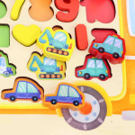 Дошка логічна, "WToys", "Автобус", дерев'яна, сортер, геометрика, магнітна риболовля, цифри, арифметичні знаки, геометричні фігури, транспорт, кілочки, кільця QP38512