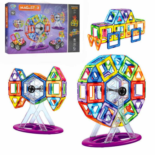 Магнитный конструктор Limo Toy Magnistar 92 детали, конструктор логический, развивашка для детей (4001)