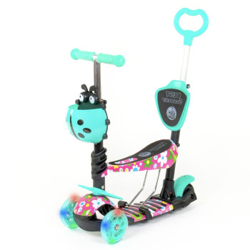 Самокат Best Scooter 5в1 с отцовской ручкой, абстракция, сиденье, PU колеса, подсветка колес LW43702