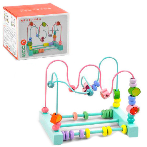Пальчиковый лабиринт деревянная игра с бусинками-фруктами GF45191