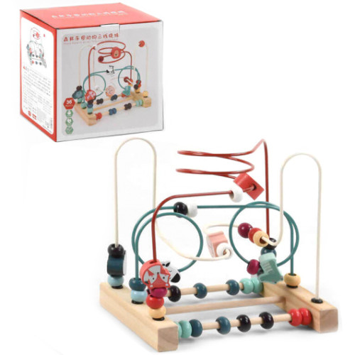 Пальчиковый лабиринт деревянная игра с бусинками-животными GF45197