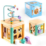 Деревянный куб Kabi игра 5в1 с сортером и пальчиковым лабиринтом FD47906