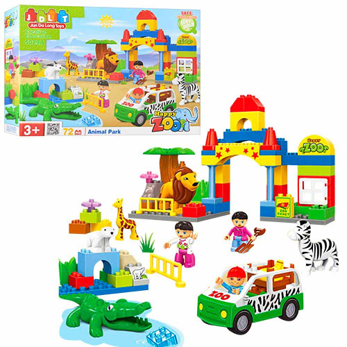 Конструктор JDLT Happy Zoo Счастливый зоопарк, 72 крупные детали LT5029