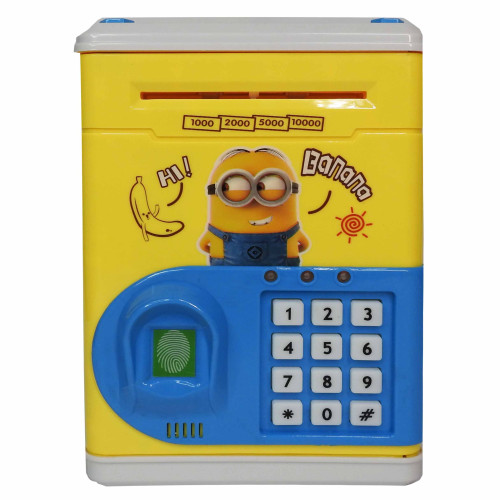 Іграшковий Сейф-скарбничка Minions жовтий, скарбничка з кодовим замком, звук, світло, відбиток пальця (KY510-4)