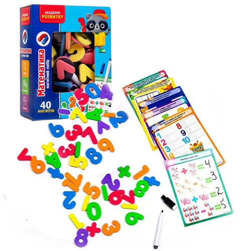 Гра на магнітах Vladi Toys Математика, 40 магнітів, картки із завданнями, маркер, картон JH5411-16