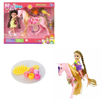 Кукольный набор Nini Love, игрушечная кукла с лошадью и аксессуарами, игрушка для девочек (KO55816)