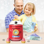 Игрушечный Сейф-копилка Rocket Piggy Bank Ракета с кодовым замком и сканером отпечатка пальца, звук, красный, англ. DL589-15