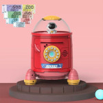 Игрушечный Сейф-копилка Rocket Piggy Bank Ракета с кодовым замком и сканером отпечатка пальца, звук, красный, англ. DL589-15
