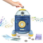 Іграшковий Сейф-скарбничка Rocket Piggy Bank Ракета з кодовим замком та сканером відбитка пальця, звук, синій, англ. DL589-15