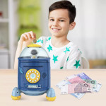Іграшковий Сейф-скарбничка Rocket Piggy Bank Ракета з кодовим замком та сканером відбитка пальця, звук, синій, англ. DL589-15