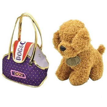 Мягкая игрушечная Собачка в сумочке, плюшевый любимчик, сумка - переноска, песик 21 см DS6013C