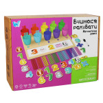 Математична гра "WToys", дерев'яні цифри, стаканчики, рахункові палички, цифри, маркер VG60405