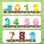Деревянная игрушка WToys "Поезд", поезд на магнитах, цифры, разноцветный LP61464