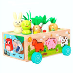 Деревянная игра Каталка, "Ферма", овощи, животные, черви, сортеры JH61631