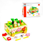 Деревянная игра Каталка, "Ферма", овощи, животные, черви, сортеры JH61631