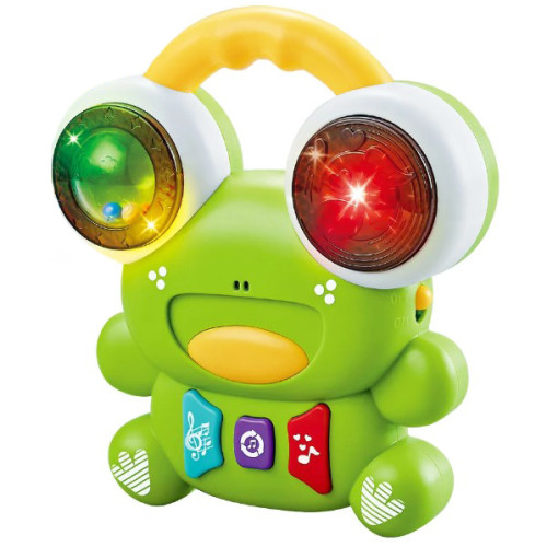 Музыкальная жабка "WToys", украинский язык, 10 песен, 10 сказок, 10 скороговорок, подсветка, погремушка, барабан VF61653