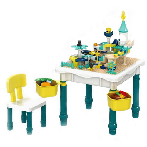 Игровой столик 6в1 San jia le hai Парк аттракционов с конструктором и стульчиком GM6309