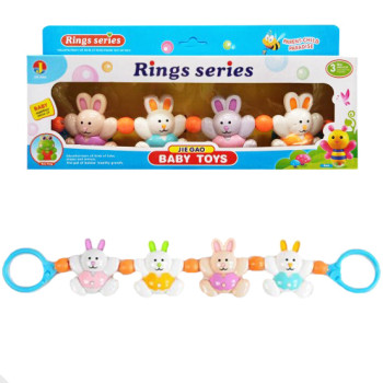 Погремушка подвесная Baby Toys "Зайчики", погремушка на коляску, растяжка на кроватку, животные (SC6352)