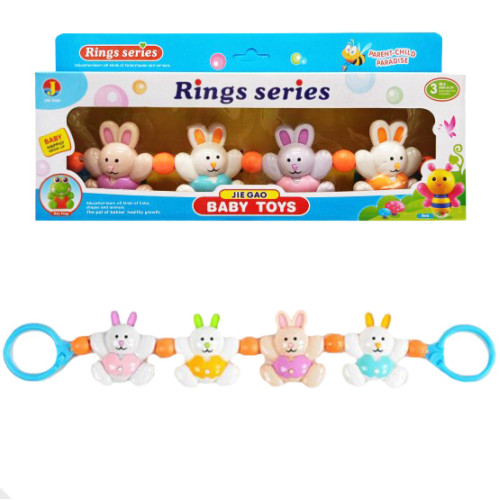 Погремушка подвесная Baby Toys "Зайчики", погремушка на коляску, растяжка на кроватку, животные (SC6352)